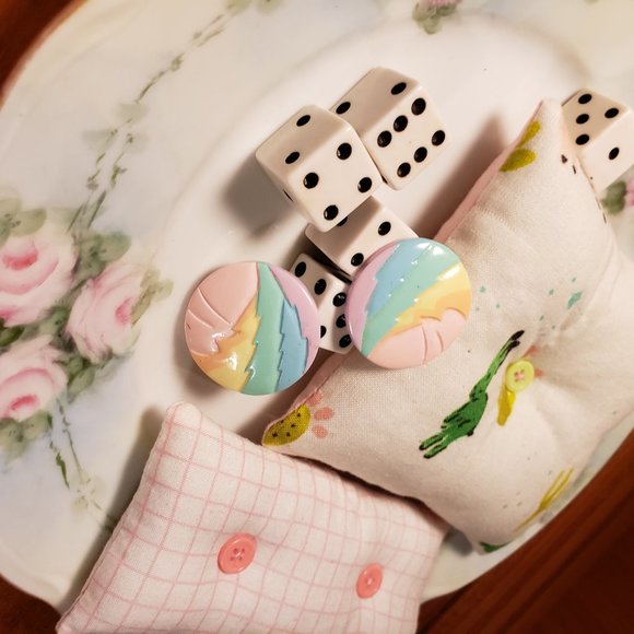 Vintage Retro Rainbow Earrings 80s - Picture 6 of 8